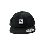 Limpies Patch Logo 5-Panel Unstructured Snapback Hat — retro skatewear brand hat with woven patch logo. Mid-profile 5-panel unstructured crown, one-size snapback closure, vintage street style for skaters.