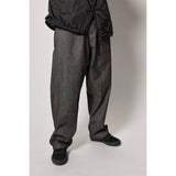 "Carp Skate Pant" in black denim with contrast stitching, retro workwear style. 90s streetwear durability with the loose fit demanded by authentic workwear skate pants. Made in USA.