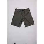 "Over the Knee" skate shorts in black denim with contrast stitching. Workwear style shorts with the wide cut and resilience of 90s denim skatewear for the asphalt. Made in USA.