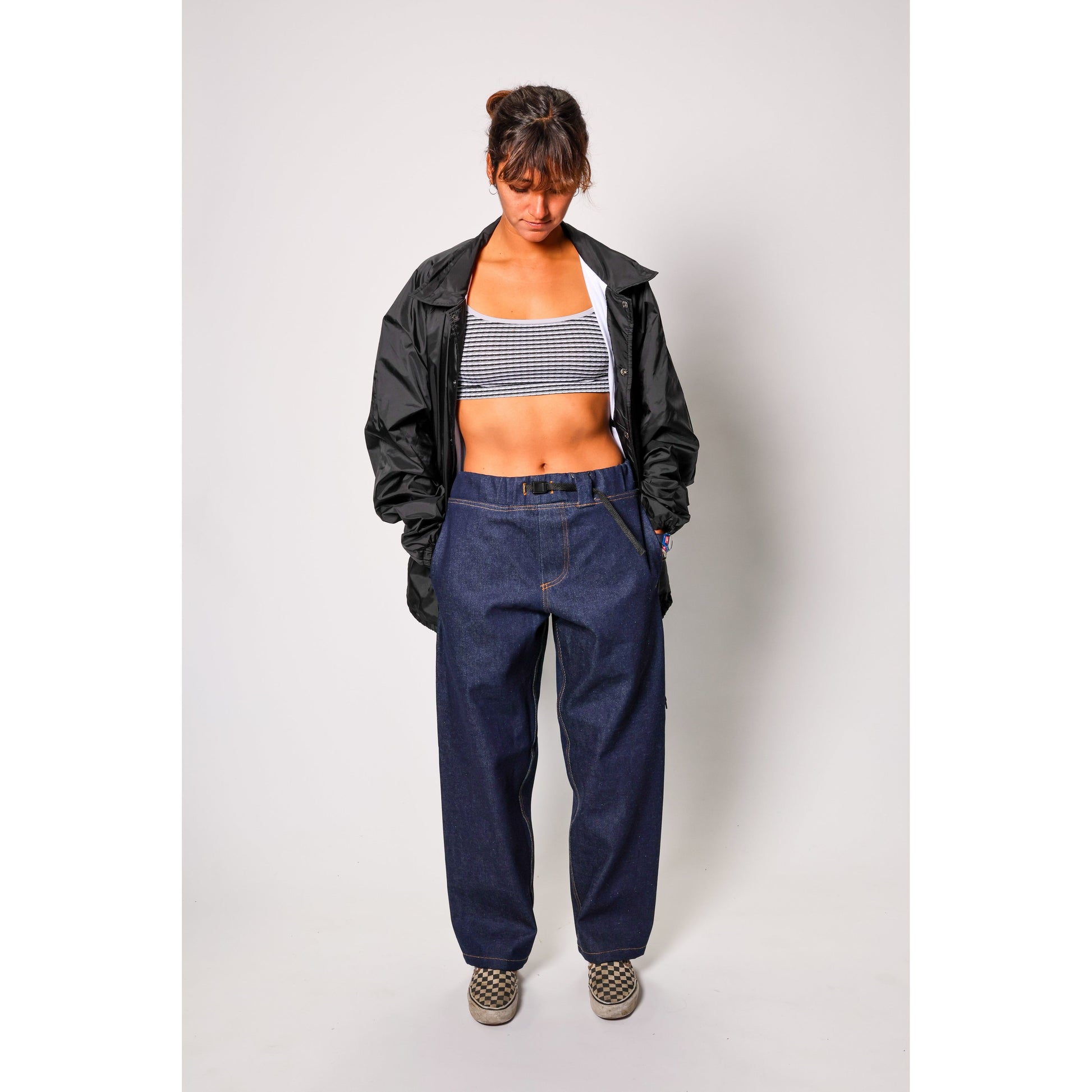 "Heavy Denim Skate Pant" in thick denim, perfect for tough skateboarding. The durability of heavyweight skate denim with the retro 90s look and USA craftsmanship from Limpies.