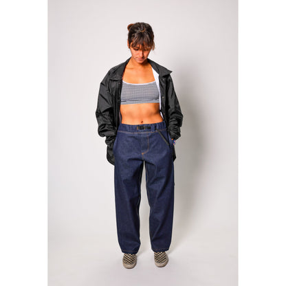 "Heavy Denim Skate Pant" in thick denim, perfect for tough skateboarding. The durability of heavyweight skate denim with the retro 90s look and USA craftsmanship from Limpies.