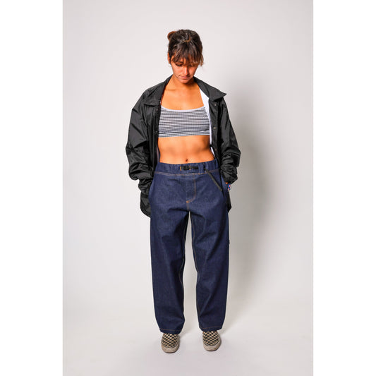 "Heavy Denim Skate Pant" in thick denim, perfect for tough skateboarding. The durability of heavyweight skate denim with the retro 90s look and USA craftsmanship from Limpies.