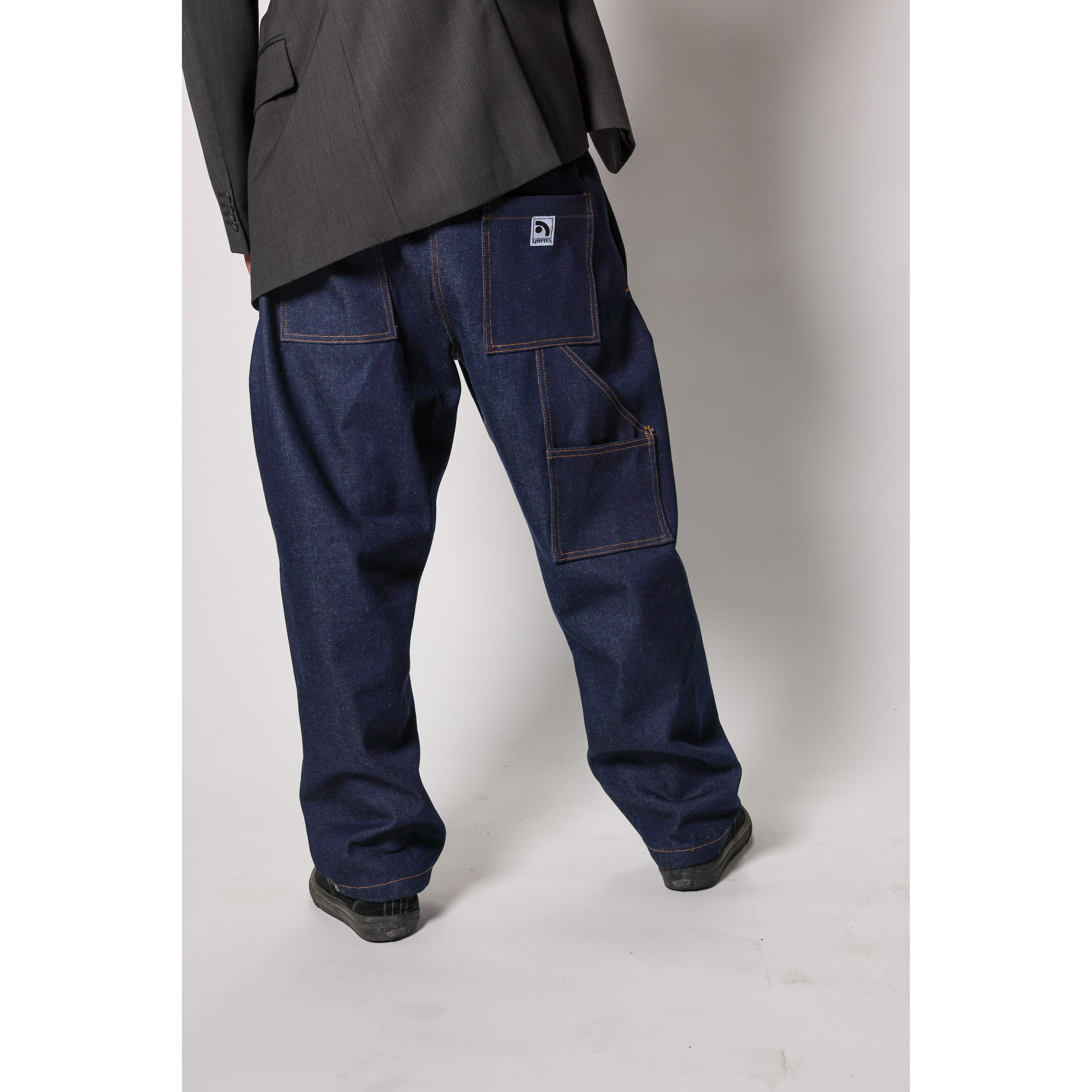 "Heavy Denim Skate Pant" in thick denim, perfect for tough skateboarding. The durability of heavyweight skate denim with the retro 90s look and USA craftsmanship from Limpies.