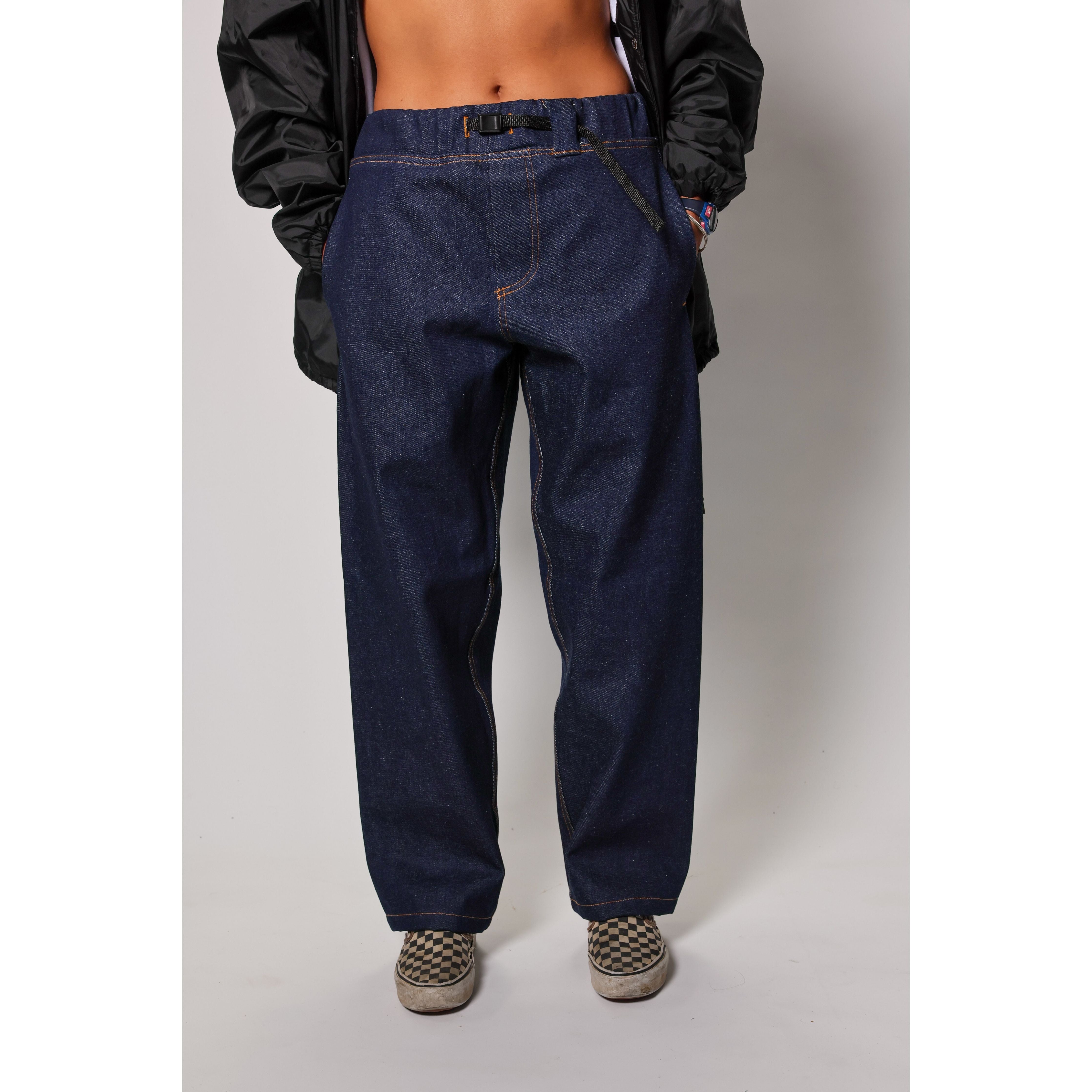 "Heavy Denim Skate Pant" in thick denim, perfect for tough skateboarding. The durability of heavyweight skate denim with the retro 90s look and USA craftsmanship from Limpies.