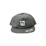 Limpies Patch Logo 5-Panel Unstructured Snapback Hat — retro skatewear brand hat with woven patch logo. Mid-profile 5-panel unstructured crown, one-size snapback closure, vintage street style for skaters.