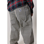 "Stripe Baggy" skate pants with a Hickory stripe pattern. Vintage stripe pants with the retro 90s baggy fit that defines the Limpies style. Collector's item made in USA.