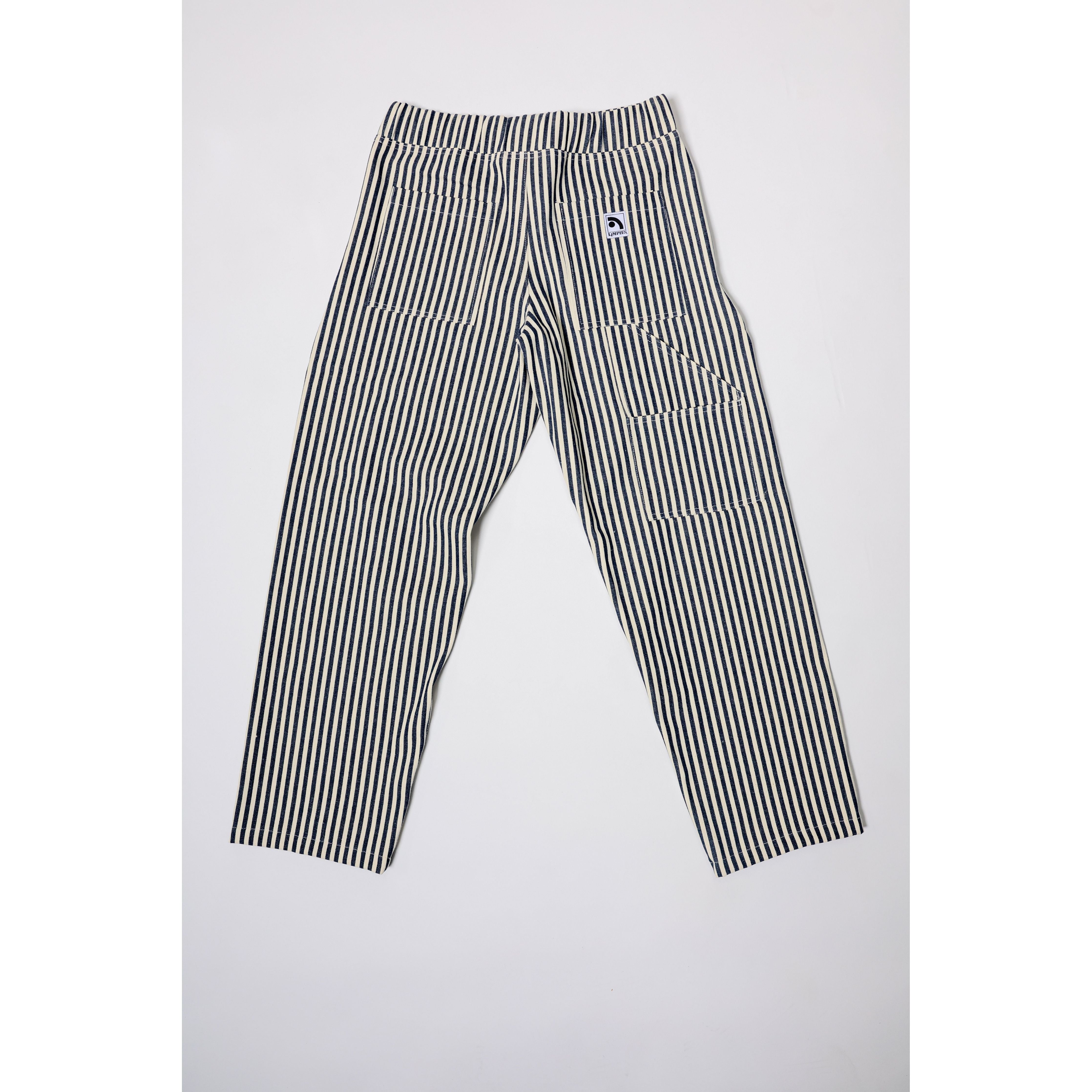 "Stripe Baggy" skate pants with a Hickory stripe pattern. Vintage stripe pants with the retro 90s baggy fit that defines the Limpies style. Collector's item made in USA.