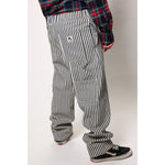 "Stripe Baggy" skate pants with a Hickory stripe pattern. Vintage stripe pants with the retro 90s baggy fit that defines the Limpies style. Collector's item made in USA.