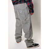 "Stripe Baggy" skate pants with a Hickory stripe pattern. Vintage stripe pants with the retro 90s baggy fit that defines the Limpies style. Collector's item made in USA.