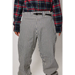 "Stripe Baggy" skate pants with a Hickory stripe pattern. Vintage stripe pants with the retro 90s baggy fit that defines the Limpies style. Collector's item made in USA.