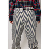 "Stripe Baggy" skate pants with a Hickory stripe pattern. Vintage stripe pants with the retro 90s baggy fit that defines the Limpies style. Collector's item made in USA.