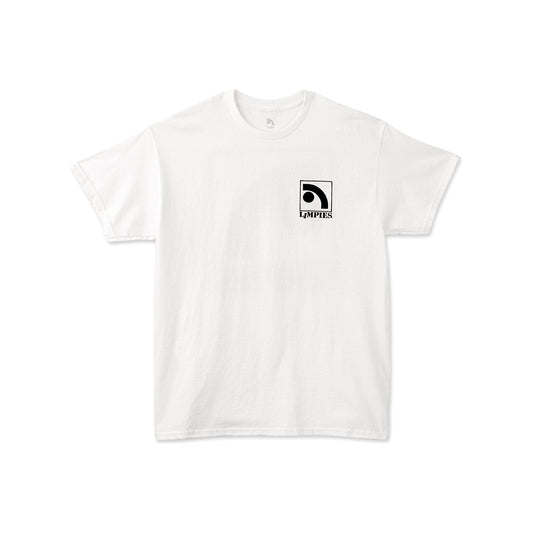 Limpies classic logo shirt printed on the chest. An essential classic skate tee with an authentic 90s streetwear icon vibe for skaters and retro style enthusiasts.