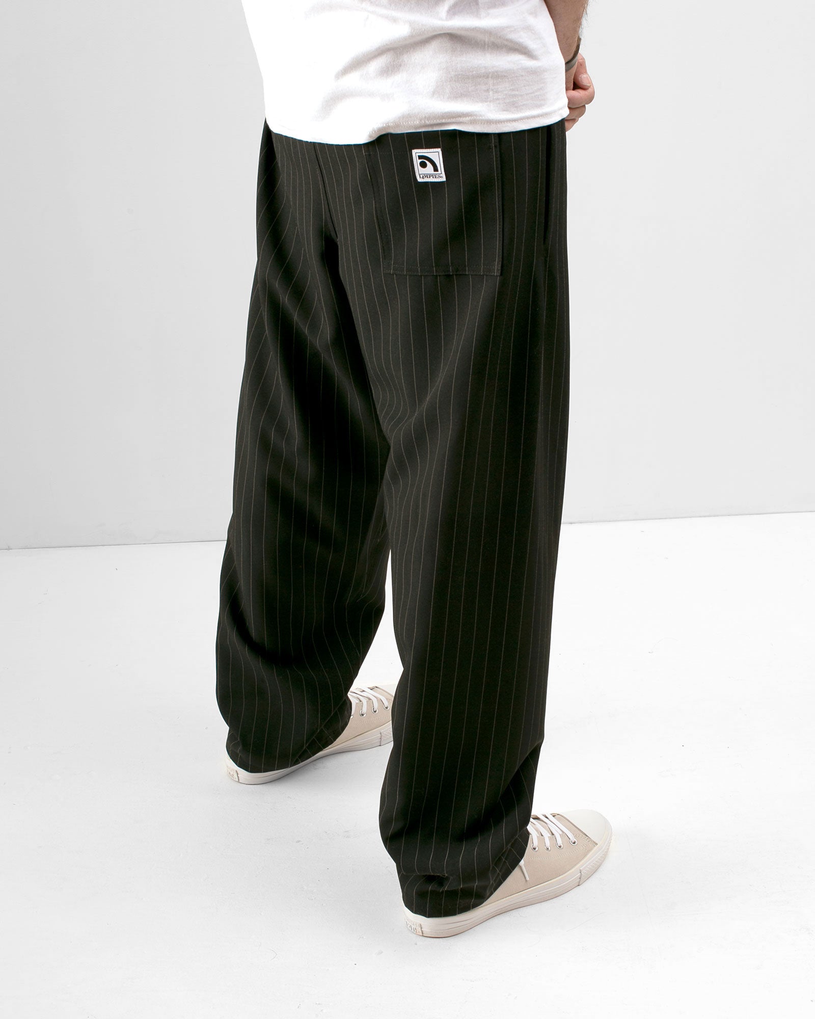 Black Pinstripe Skate Pant Model Back