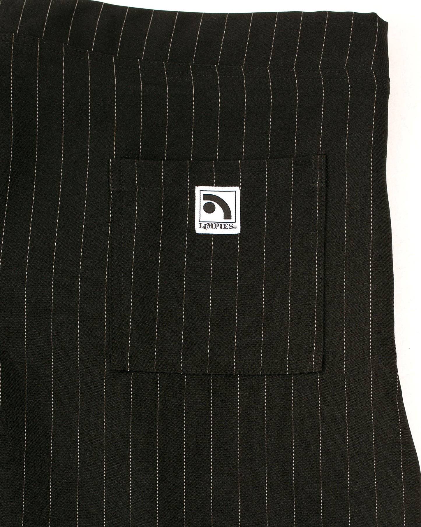 Black Pinstripe Skate Pant Pocket Logo